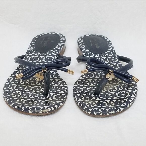 KATE Spade Mistic Blue Gold Spade Charm Sandals - Picture 3 of 12